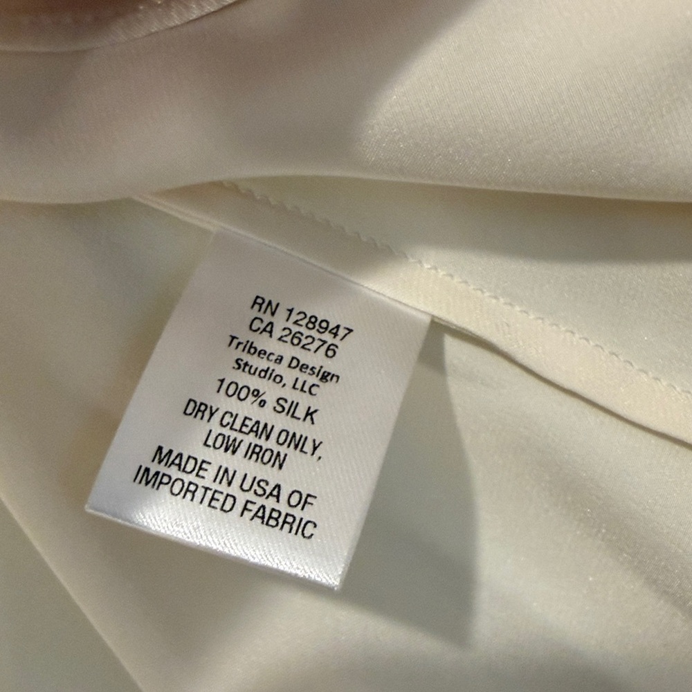 Nili Lotan Cream Silk Button-Down Shirt - Picture 3 of 3